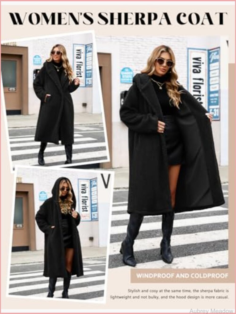 Women's Fuzzy Fleece Hooded Coat Winter Oversize Long Cardigan Jacket Warm Faux - Picture 5 of 7